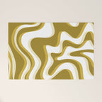 Trippy Glitch Retro Liquid Swirl Psychedelic Dark Mustard Abstract Pattern  Welcome Mat Gallery Image 1