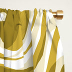 Trippy Glitch Retro Liquid Swirl Psychedelic Dark Mustard Abstract Pattern  Window Curtain Gallery Image 2