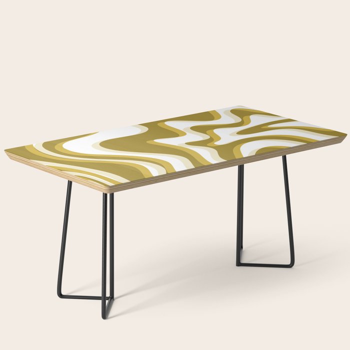 Trippy Glitch Retro Liquid Swirl Psychedelic Dark Mustard Abstract Pattern  Coffee Table Gallery Image 1