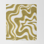 Trippy Glitch Retro Liquid Swirl Psychedelic Dark Mustard Abstract Pattern  Throw Blanket Gallery Image 2