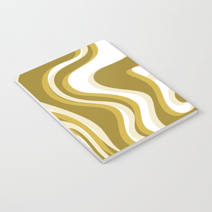 Trippy Glitch Retro Liquid Swirl Psychedelic Dark Mustard Abstract Pattern  Notebook Gallery Image 3