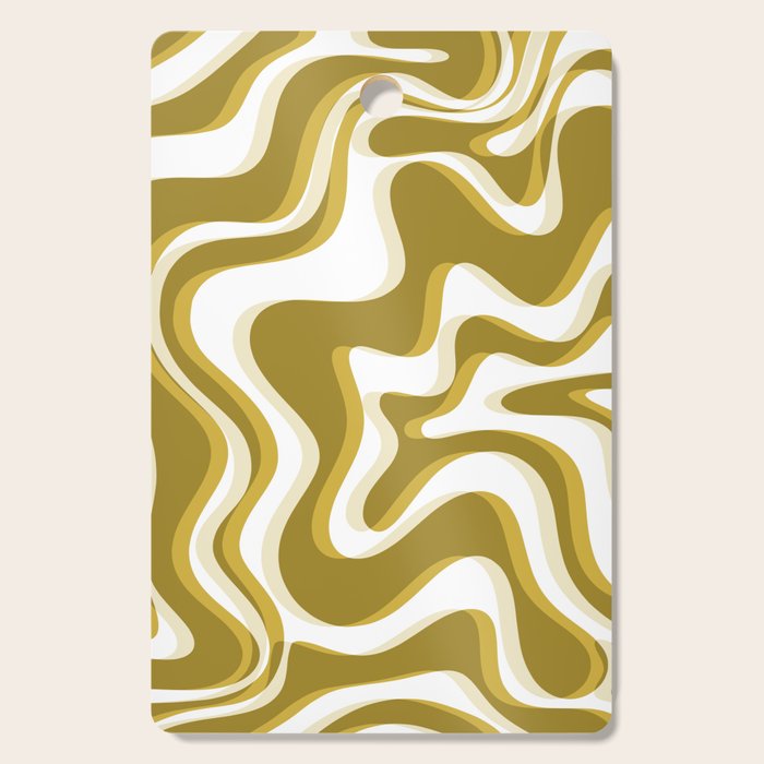 Trippy Glitch Retro Liquid Swirl Psychedelic Dark Mustard Abstract Pattern  Cutting Board Gallery Image 1