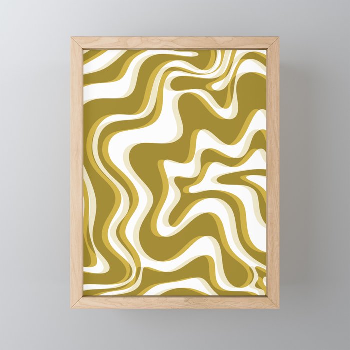 Trippy Glitch Retro Liquid Swirl Psychedelic Dark Mustard Abstract Pattern  Mini Art Print Gallery Image 1