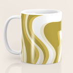 Trippy Glitch Retro Liquid Swirl Psychedelic Dark Mustard Abstract Pattern  Coffee Mug Gallery Image 3