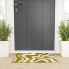 Trippy Glitch Retro Liquid Swirl Psychedelic Dark Mustard Abstract Pattern  Welcome Mat Gallery Image 3