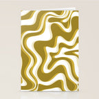 Trippy Glitch Retro Liquid Swirl Psychedelic Dark Mustard Abstract Pattern  Stationery Card Gallery Image 2