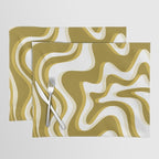 Trippy Glitch Retro Liquid Swirl Psychedelic Dark Mustard Abstract Pattern  Placemat Gallery Image 1