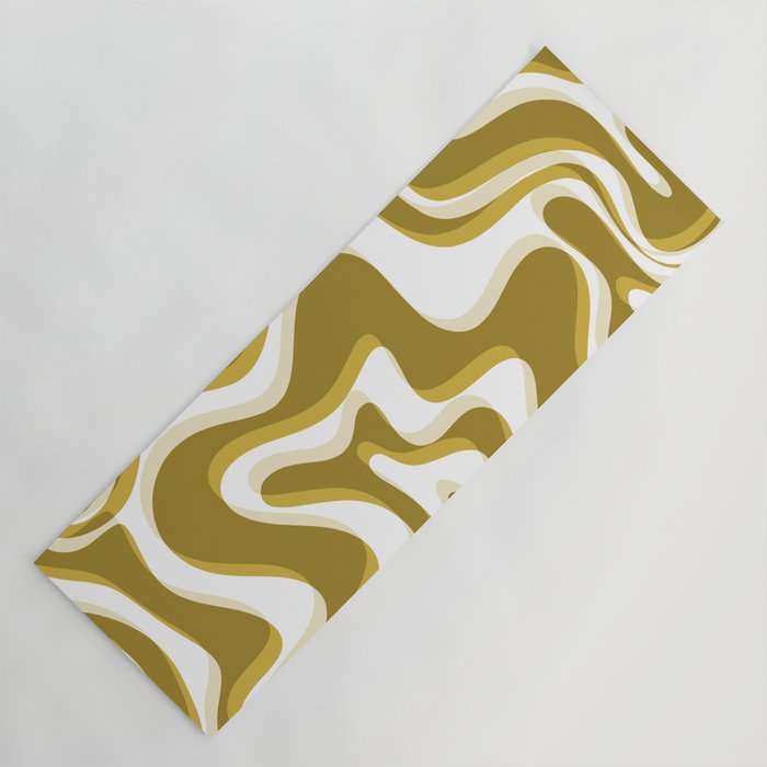 Trippy Glitch Retro Liquid Swirl Psychedelic Dark Mustard Abstract Pattern  Yoga Mat Gallery Image 1