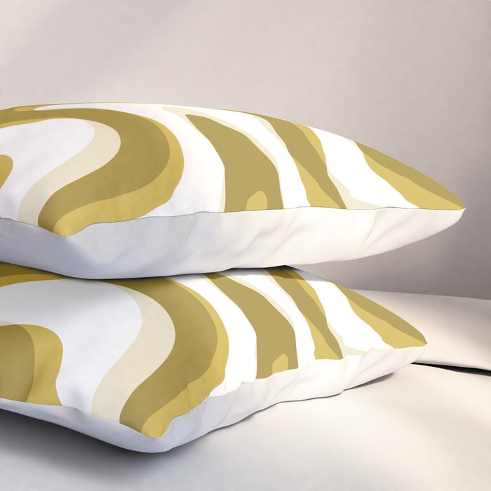 Trippy Glitch Retro Liquid Swirl Psychedelic Dark Mustard Abstract Pattern  Pillow Sham Gallery Image 3