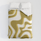 Trippy Glitch Retro Liquid Swirl Psychedelic Dark Mustard Abstract Pattern  Comforter Gallery Image 6