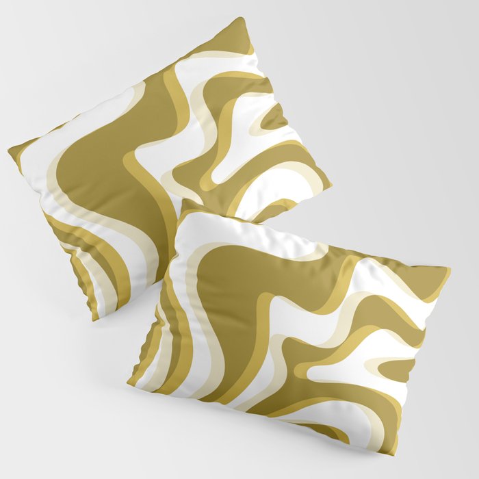 Trippy Glitch Retro Liquid Swirl Psychedelic Dark Mustard Abstract Pattern  Pillow Sham Gallery Image 3