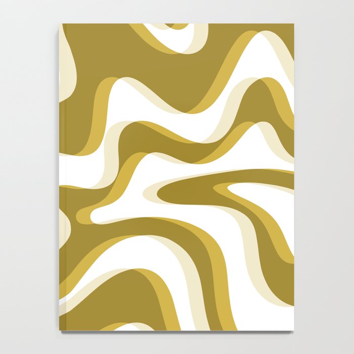 Trippy Glitch Retro Liquid Swirl Psychedelic Dark Mustard Abstract Pattern  Notebook Gallery Image 4