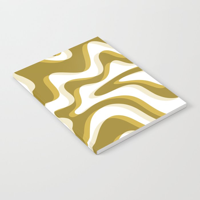 Trippy Glitch Retro Liquid Swirl Psychedelic Dark Mustard Abstract Pattern  Notebook Gallery Image 1