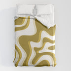 Trippy Glitch Retro Liquid Swirl Psychedelic Dark Mustard Abstract Pattern  Duvet Cover Gallery Image 6