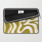 Trippy Glitch Retro Liquid Swirl Psychedelic Dark Mustard Abstract Pattern  Laptop Sleeve Gallery Image 2