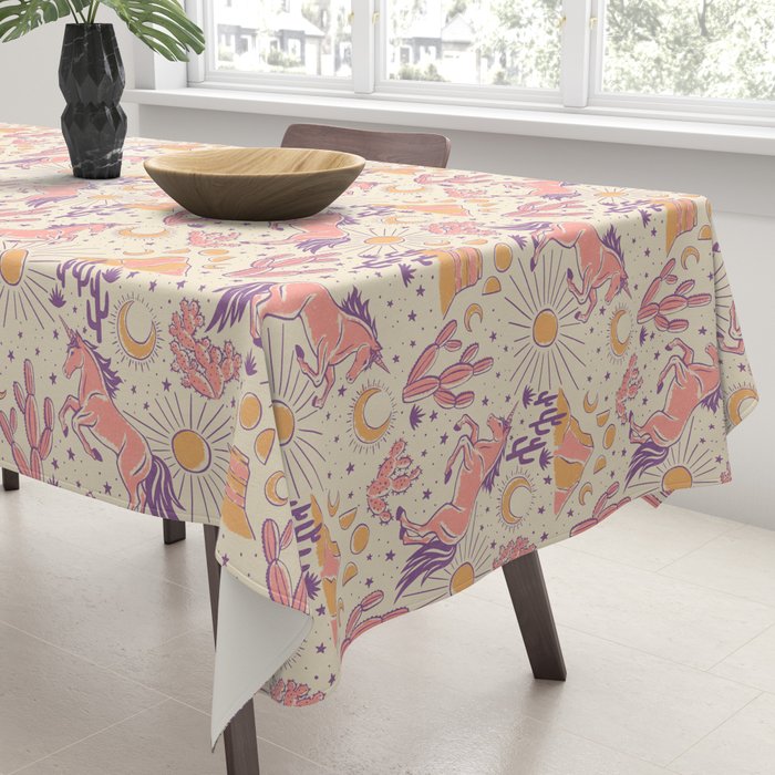 Desert Unicorn - Purple, pink, and gold Tablecloth Gallery Image 3