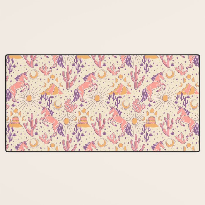 Desert Unicorn - Purple, pink, and gold Desk Mat Gallery Image 3