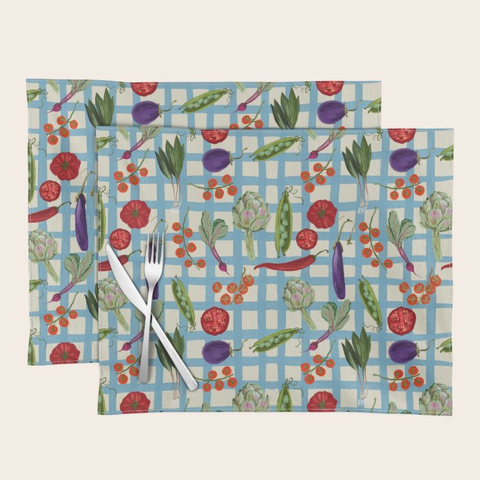 Blue Gingham Farmers Market Pattern Placemat Gallery Image 1