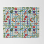 Blue Gingham Farmers Market Pattern Throw Blanket Gallery Image 2