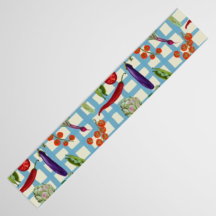 Blue Gingham Farmers Market Pattern Table Runner Gallery Image 3
