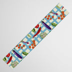 Blue Gingham Farmers Market Pattern Table Runner Gallery Image 3