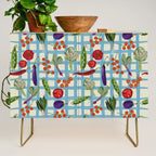 Blue Gingham Farmers Market Pattern Credenza Gallery Image 1
