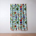 Blue Gingham Farmers Market Pattern Window Curtain Gallery Image 3