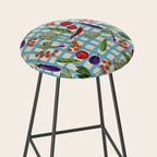 Blue Gingham Farmers Market Pattern Stool Gallery Image 2