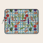 Blue Gingham Farmers Market Pattern Laptop Sleeve Gallery Image 1