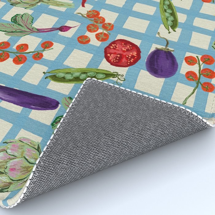 Blue Gingham Farmers Market Pattern Rug Gallery Image 4