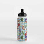 Blue Gingham Farmers Market Pattern Water Bottle Gallery Image 2