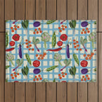 Blue Gingham Farmers Market Pattern Outdoor Rug Gallery Image 1