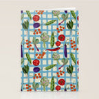 Blue Gingham Farmers Market Pattern Stationery Card Gallery Image 2