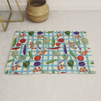 Blue Gingham Farmers Market Pattern Rug Gallery Image 1