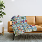 Blue Gingham Farmers Market Pattern Throw Blanket Gallery Image 1