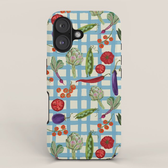 Blue Gingham Farmers Market Pattern iPhone Case Gallery Image 1