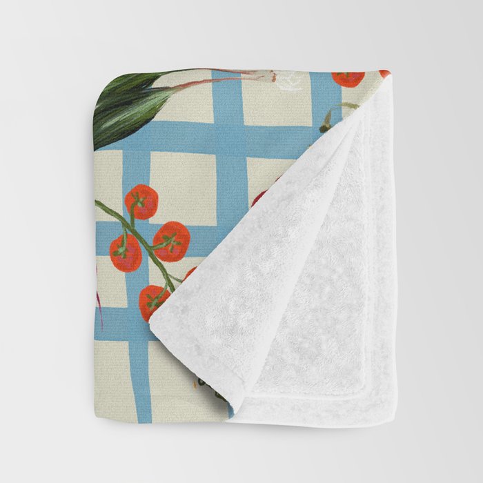 Blue Gingham Farmers Market Pattern Throw Blanket Gallery Image 3