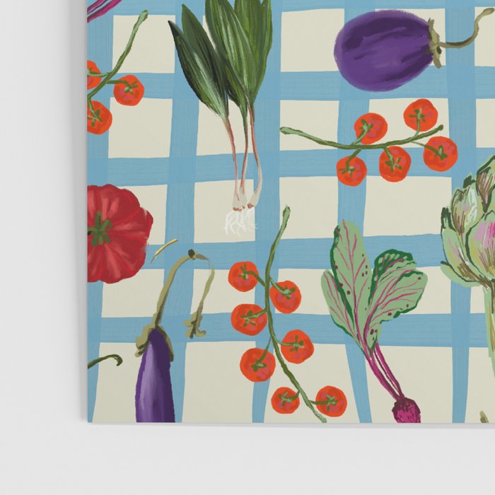 Blue Gingham Farmers Market Pattern Poster Gallery Image 3