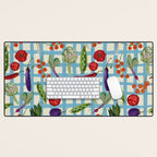 Blue Gingham Farmers Market Pattern Desk Mat Gallery Image 1