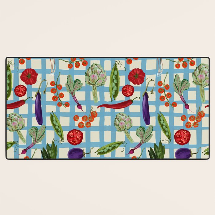 Blue Gingham Farmers Market Pattern Desk Mat Gallery Image 3