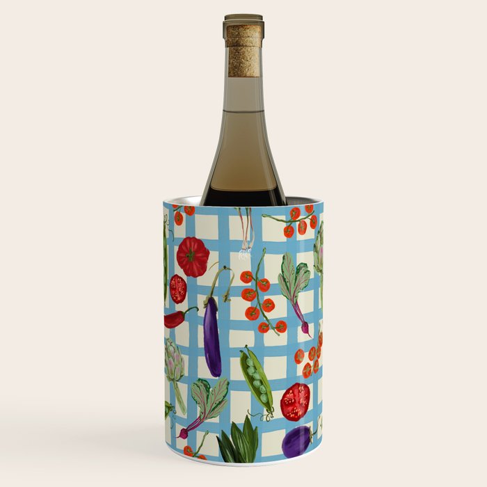 Blue Gingham Farmers Market Pattern Wine Chiller Gallery Image 2