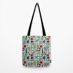 Blue Gingham Farmers Market Pattern Tote Bag Gallery Image 2