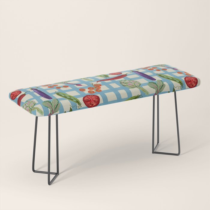 Blue Gingham Farmers Market Pattern Bench Gallery Image 1