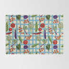 Blue Gingham Farmers Market Pattern Rug Gallery Image 2