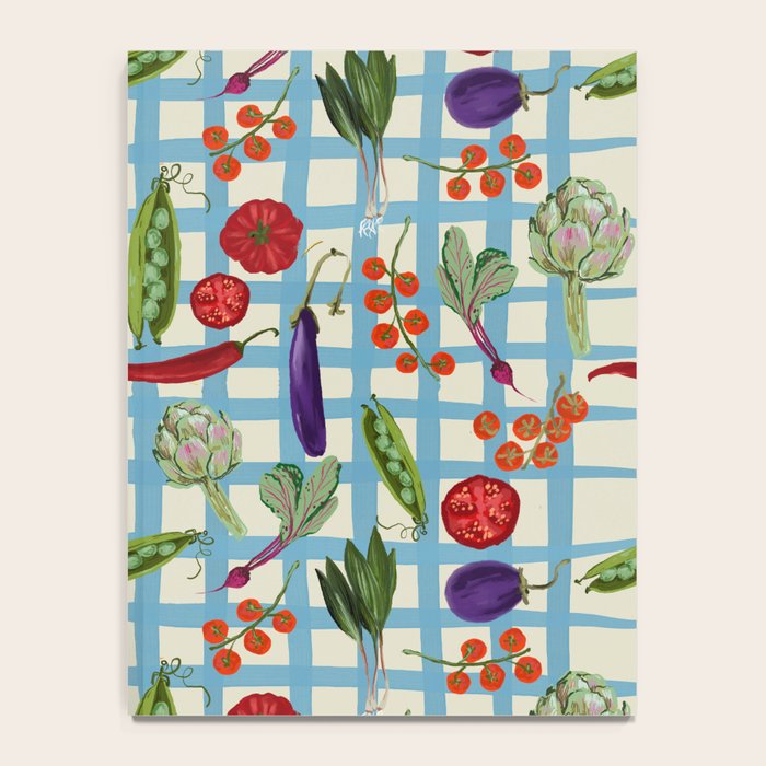 Blue Gingham Farmers Market Pattern Notebook Gallery Image 4