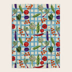 Blue Gingham Farmers Market Pattern Poster Gallery Image 4