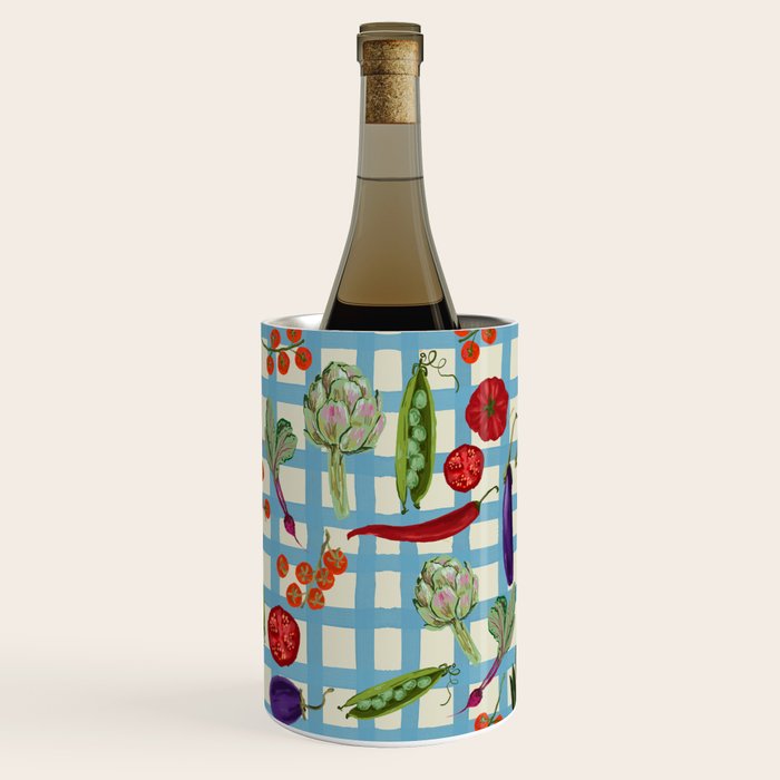 Blue Gingham Farmers Market Pattern Wine Chiller Gallery Image 1