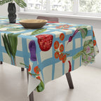 Blue Gingham Farmers Market Pattern Tablecloth Gallery Image 3