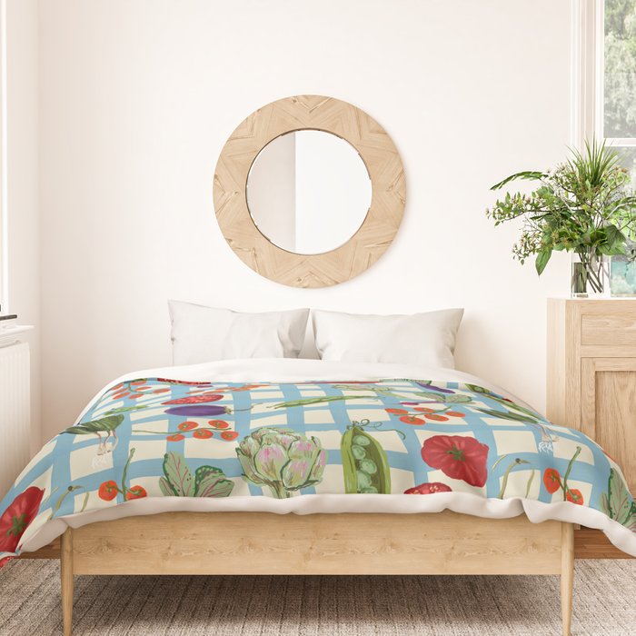 Blue Gingham Farmers Market Pattern Duvet Cover Gallery Image 3