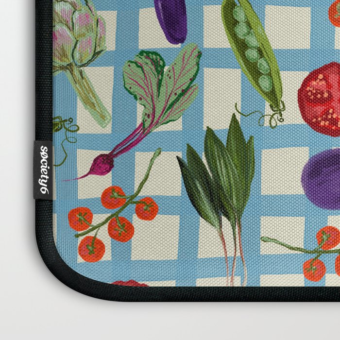 Blue Gingham Farmers Market Pattern Laptop Sleeve Gallery Image 3